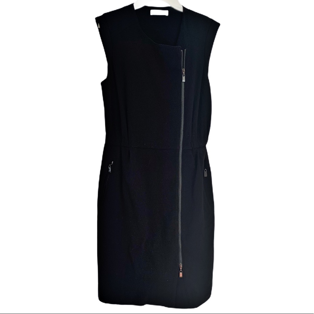 Zapa Black Asymmetrical Front Zipper Dress